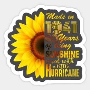 Vintage 1941 Sunflower 80th Birthday Awesome Gift Sticker